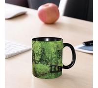 EMCLKS Tazze colazione,Durevole,Tazze Caffe e The 330ml,Idee Regalo Regali Natale,Mug per Lavastoviglie e Microonde,Foresta verde, ponte sul ruscello, acqua ferma in un ambiente verde, ponte di legno