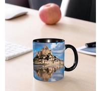 EMCLKS Tazze colazione,Durevole,Tazze Caffe e The 330ml,Idee Regalo Regali Natale,Mug per Lavastoviglie e Microonde,Mont Saint Michel, riflesso delle maree, castello medievale, architettura