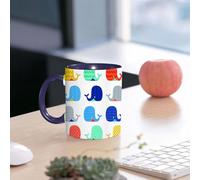 EMCLKS Tazze colazione,Durevole,Tazze Caffe e The 330ml,Idee Regalo Regali Natale,Mug per Lavastoviglie e Microonde,Bambini, pesci mare nautico divertente Balene colorate a strisce punti geometrici a