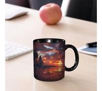EMCLKS Tazze colazione,Durevole,Tazze Caffe e The 330ml,Idee Regalo Regali Natale,Mug per Lavastoviglie e Microonde,La terra segreta dell'Africa sotto il tramonto cremisi, alci