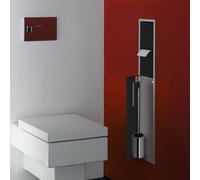 Emco asis modulo 150 modulo WC da incasso modello modulo WC, portacarta, scatola di carta umida, set di spazzole per toilette, Colorazione: alluminio/nero