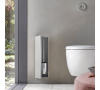 EMCO Asis Plus - Set di scopino per WC a Incasso, salvaspazio, in Alluminio di Alta qualità, Personalizzabile, con Porta scopino