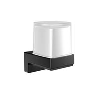 EMCO CUE - Dispenser di sapone liquido, dispenser di sapone da parete per bagno in metallo e vetro di cristallo, dispenser di sapone da parete con sensore nero da incollare o avvitare