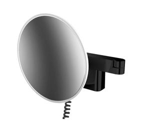 Emco EVO LED specchio cosmetico e rasatura sul braccio doppio snodo, specchio cosmetico rotondo con illuminazione per montaggio a parete, specchio ingranditore regolabile (5x)