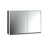 emco loft Armoire de toilette avec éclairage, 1000mm, 2 portes, modèle à encastrer, noir/miroir, 979813317, 979813317, Versione: porta larga a sinistra