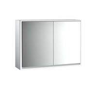 emco loft Armoire de toilette avec éclairage, 1000mm, 2 portes, modèle apparent, aluminium/blanc, 979806112, 979806112, Versione: 2 porte