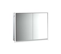 emco loft Armoire de toilette avec éclairage, 800mm, 2 portes, modèle à encastrer, aluminium/blanc, 979806107, 979806107, Versione: 2 porte