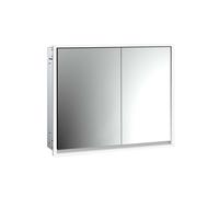 emco loft Armoire de toilette avec éclairage, 800mm, 2 portes, modèle à encastrer, aluminium/miroir, 979805111, 979805111, Versione: porta larga a sinistra