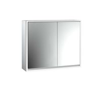 emco loft Armoire de toilette avec éclairage, 800mm, 2 portes, modèle apparent, aluminium/blanc, 9798051, 979806110, 979806110, Versione: porta larga a sinistra