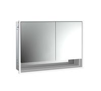 emco loft Armoire de toilette avec éclairage avec compartiment inférieur, 1000mm, 2 portes, modèle à encastrer, aluminium/miroir, 979805217, 979805217, Versione: porta larga a sinistra