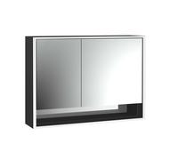 emco loft armoire de toilette lumineuse avec compartiment inférieur, 1000mm, 2 portes, modèle apparent, noir/miroir, 979813514, 979813514, Versione: ampia porta a destra