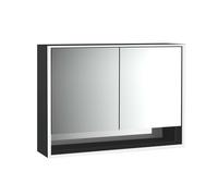 emco loft Armoire de toilette avec éclairage avec compartiment inférieur, 1000mm, 2 portes, modèle apparent, noir/miroir, 979813512, 979813512, Versione: 2 porte