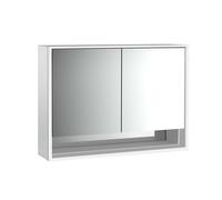 emco loft Armoire de toilette avec éclairage avec compartiment inférieur, 1000mm, 2 portes, modèle apparent, aluminium/miroir, 979805212, 979805212, Versione: 2 porte