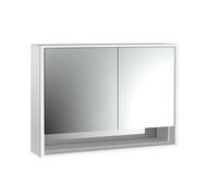 emco loft Armoire de toilette avec éclairage avec compartiment inférieur, 1000mm, 2 portes, modèle apparent, aluminium/blanc, 979806216, 979806216, Versione: porta larga a sinistra