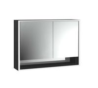 emco loft Armoire de toilette avec éclairage avec compartiment inférieur, 1000mm, 2 portes, modèle apparent, noir/miroir, 979813516, 979813516, Versione: porta larga a sinistra