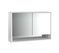 emco loft Armoire de toilette avec éclairage avec compartiment inférieur, 1200 mm, 2 portes, modèle apparent, 979806218, 979806218, Colorazione: alluminio/bianco