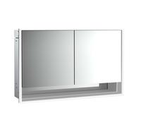 emco loft Armoire de toilette avec éclairage avec compartiment inférieur, 1300mm, 2 portes, modèle à encastrer, 979806221, 979806221, Colorazione: alluminio/bianco