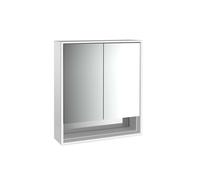 emco loft Armoire de toilette avec éclairage avec compartiment inférieur, 600 mm, modèle apparent, aluminium/blanc, 979806204, 979806204, Versione: 2 porte