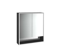 emco loft Armoire de toilette avec éclairage avec compartiment inférieur, 600 mm, modèle apparent, noir/miroir, 979813504, 979813504, Versione: 2 porte