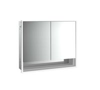 emco loft Armoire de toilette avec éclairage avec compartiment inférieur, 800mm, 2 portes, modèle à encastrer, aluminium/blanc, 979806207, 979806207, Versione: 2 porte