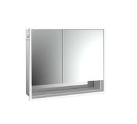 emco loft Armoire de toilette avec éclairage avec compartiment inférieur, 800mm, 2 portes, modèle à encastrer, aluminium/blanc, 979806209, 979806209, Versione: ampia porta a destra