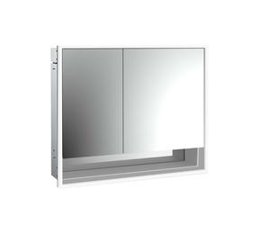 emco loft Armoire de toilette avec éclairage avec compartiment inférieur, 800mm, 2 portes, modèle à encastrer, aluminium/blanc, 979806209, 979806209, Versione: ampia porta a destra