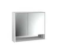 emco loft Armoire de toilette avec éclairage avec compartiment inférieur, 800mm, 2 portes, modèle apparent, aluminium/miroir, 979805208, 979805208, Versione: ampia porta a destra