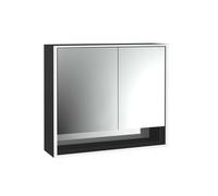 emco loft Armoire de toilette avec éclairage avec compartiment inférieur, 800mm, 2 portes, modèle apparent, noir/miroir, 979813510, 979813510, Versione: porta larga a sinistra