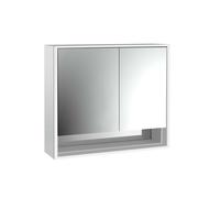 emco loft Armoire de toilette avec éclairage avec compartiment inférieur, 800mm, 2 portes, modèle apparent, aluminium/blanc, 979806210, 979806210, Versione: porta larga a sinistra