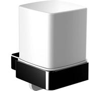 Emco Loft Dispenser di Sapone da Parete Elegante e Compatto Dispenser di Sapone da Parete in Metallo e Vetro di Cristallo, Dispenser di Sapone Liquido di Alta qualità, Nero Opaco e Satinato