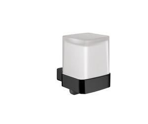 Emco Loft Dispenser di Sapone da Parete Elegante e Compatto Dispenser di Sapone da Parete in Metallo e Vetro di Cristallo, Dispenser di Sapone Liquido di Alta qualità, Nero Opaco e Satinato
