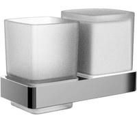 emco Loft - Portaspazzolino doppio in vetro, cromato, montaggio a parete, accessorio da bagno moderno, elegante, pratico come accessorio da doccia