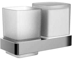 emco Loft - Portaspazzolino doppio in vetro, cromato, montaggio a parete, accessorio da bagno moderno, elegante, pratico come accessorio da doccia