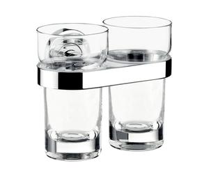 emco polo porte-verre double, verre cristal clair, chromé, 072500100, 072500100