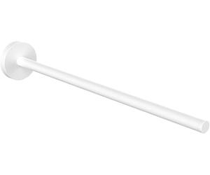 emco Portasciugamani rotondo monobraccio per montaggio a parete, senza foratura, 30 cm, asta rigida in metallo, supporto per asciugamani, bianco opaco