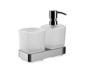 emco porte-verre loft et distributeur de savon liquide, modèle mural, chromé, 053100100, 053100100, Colorazione: cromo