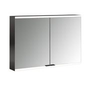 Emco prime 2 Armadio a specchio illuminato Facelift, 1000 mm, 2 ante, con pareti laterali a specchio, modello a parete, 9497, Colorazione: nero/specchio