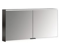 Armadio a specchio illuminato Emco prime 2 Facelift, 1300 mm, 2 ante, con pareti laterali a specchio, modello a parete, 9497, Colorazione: nero/specchio