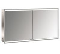 Emco prime 2 Armadio a specchio illuminato Facelift, 1300 mm, 2 ante, modello a scomparsa, 9497, Colorazione: alluminio/bianco