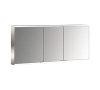 Armadio a specchio illuminato Emco prime 2 Facelift, 1400 mm, 3 ante, con pareti laterali a specchio, modello a parete, 9497, Colorazione: alluminio/bianco