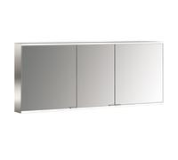 Armadio a specchio illuminato Emco prime 2 Facelift, 1600 mm, 3 ante, con pareti laterali a specchio, modello a parete, 9497, Colorazione: alluminio/bianco