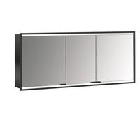 Armadio a specchio illuminato Emco prime 2 Facelift, 1600 mm, 3 ante, modello a scomparsa, 9497, Colorazione: nero/specchio