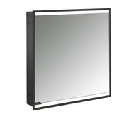Emco prime 2 Armadio a specchio illuminato Facelift, 600 mm, 1 anta, battuta a destra, modello a scomparsa, 9497, Colorazione: nero/specchio