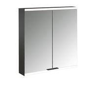 Emco prime 2 Armadio a specchio illuminato Facelift, 600 mm, 2 ante, con pareti laterali a specchio, modello a parete, 9497, Colorazione: nero/specchio