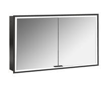 Emco prime Facelift armadio a specchio illuminato, 1200 mm, 2 ante, modello a scomparsa, 9497, Colorazione: nero/specchio