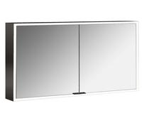 Armadio a specchio illuminato Emco prime Facelift, 1300 mm, 2 ante, con pareti laterali a specchio, modello a parete, 9497, Colorazione: nero/specchio