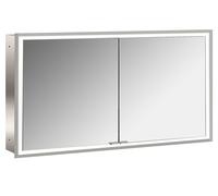 Emco prime Facelift armadio a specchio illuminato, 1300 mm, 2 ante, modello a scomparsa, 9497, Colorazione: alluminio/bianco