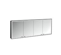 Emco prime Facelift armadio a specchio illuminato, 2000 mm, 4 ante, modello a scomparsa, 9497, Colorazione: nero/specchio