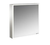 emco prime Armoire de toilette avec éclairage, 600 mm, 1 porte, charnières à gauche, avec parois latérales miroitées, modèle apparent, 949706359, 949706359, Colorazione: alluminio/bianco
