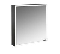 emco prime armoire de toilette lumineuse, 600 mm, 1 porte, charnières à gauche, avec parois latérales miroitées, modèle apparent, 949713559, 949713559, Colorazione: nero/specchio
